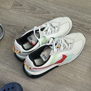 White Sneakers with Red and Mint Accents